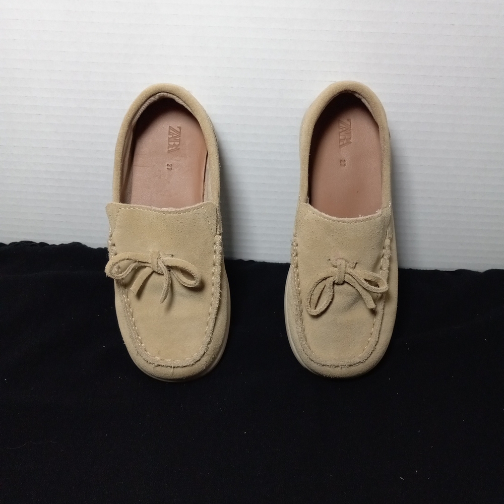 🔥Kids Zara Toddlers Beige Suede Loafers Moccasins Boys Size 27.  10.5 Toddlers - Picture 9 of 9
